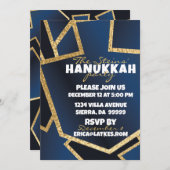 ハヌッカゴールデンドレディールズネイビーブルー 招待状 (正面/裏面)