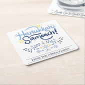 ハヌッカサマート |シンプルハヌカエレガントファミリー スクエアペーパーコースター (アングル)