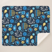 ハヌッカシンボルブルーパターン シェルパブランケット (正面(横))