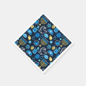 ハヌッカシンボルブルーパターン スタンダードカクテルナプキン (角)