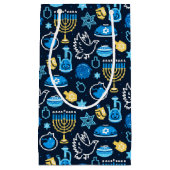 ハヌッカシンボルブルーパターン スモールペーパーバッグ (正面)