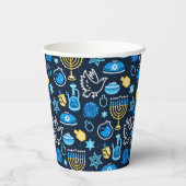 ハヌッカシンボルブルーパターン 紙コップ (裏面)