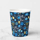 ハヌッカシンボルブルーパターン 紙コップ (右)