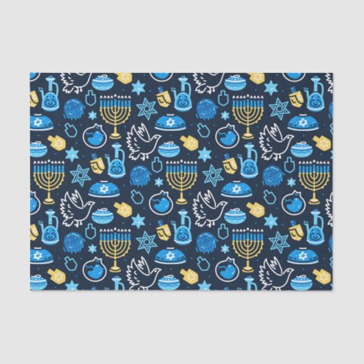 ハヌッカシンボルブルーパターン 薄葉紙 (正面)