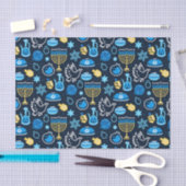 ハヌッカシンボルブルーパターン 薄葉紙 (クラフト)