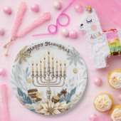 🕎ハヌッカジョイライトの水彩フェスティバル ペーパープレート (パーティー)