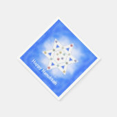 ハヌッカスターとスノーフレークスブルー スタンダードカクテルナプキン (角)