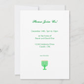 ハヌッカスターアンドスノーフレークお祝いグリーン 招待状 (裏面)