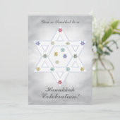 ハヌッカスターアンドスノーフレークお祝いシルバー 招待状 (スタンド正面)