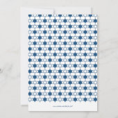 ハヌッカスターズオブデイビッドパターンブルーホリデーパーティー 招待状 (裏面)