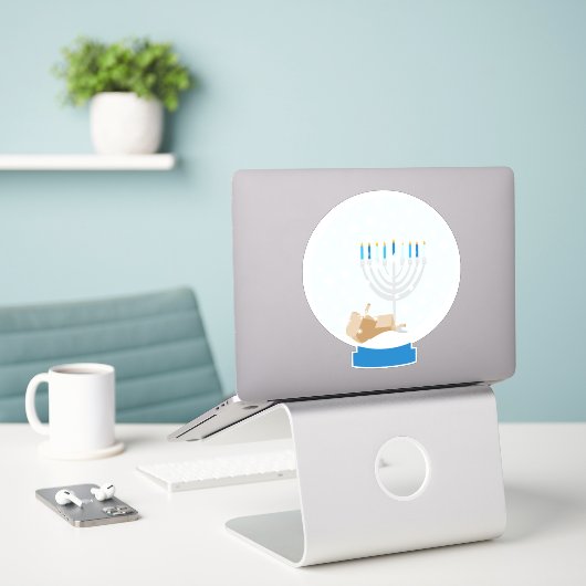 ハヌッカスノーグローブ シール (デスク上のノートパソコン)