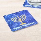 ハヌッカスノーストーム（ユダヤ教）メノラー スクエアペーパーコースター (アングル)