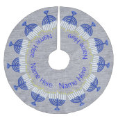 ハヌッカダークブルー(ユダヤ教)メノラーおもしろいクリスムカ ブラッシュドポリエステルツリースカート (正面)