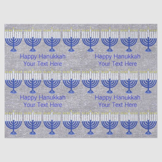 ハヌッカダークブルー(ユダヤ教)メノラーフェイクシルバーフェスティバル 薄葉紙 (正面)