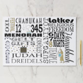 ハヌッカティアウェイランチョンマットパッドハヌカー（ユダヤ教の祭り）ワード ペーパーパッド (インサイチュ)