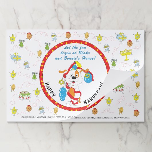 ハヌッカティアウェイランチョンマットパッド/「ゲームを見つけて探す」 ペーパーパッド (折り畳み)