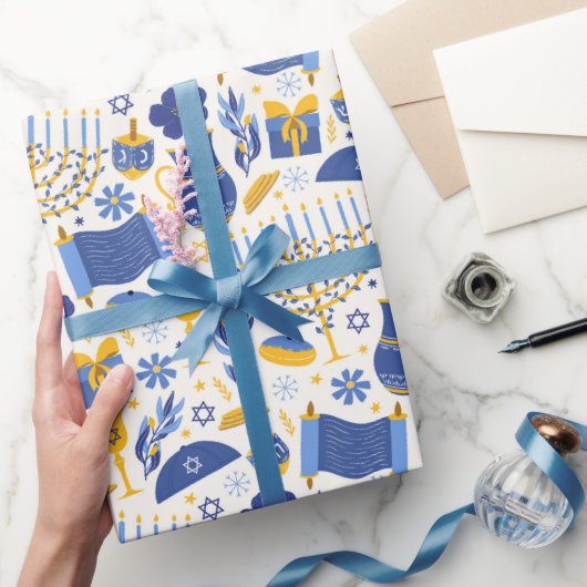 ハヌッカトーラドレイデル星デヴィッド(ユダヤ教)メノラーギフト ラッピングペーパー (ギフト)