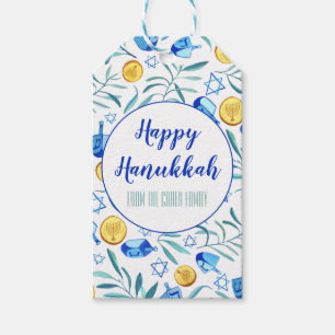 ハヌッカドリエデルゲルトウォーターカラーホリデイ ギフトタグ