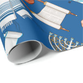 ハヌッカドレイデルスターオブデイヴィッド（ユダヤ教）メノラートーラブルー ラッピングペーパー (ロールコーナー)