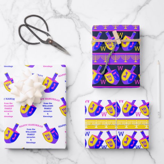 ハヌッカドレイデルズモノグラムカラフル品揃え ラッピングペーパーシート (正面)