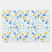 ハヌッカドレイデルユダヤ教ホリデーパターンウォーターカラー ラッピングペーパーシート (正面3)