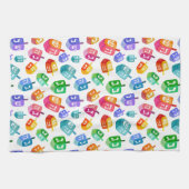 ハヌッカドレディールレインボーウォーターカラーホリデイ キッチンタオル (横)