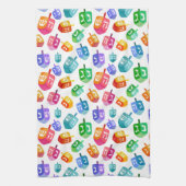 ハヌッカドレディールレインボーウォーターカラーホリデイ キッチンタオル (縦)