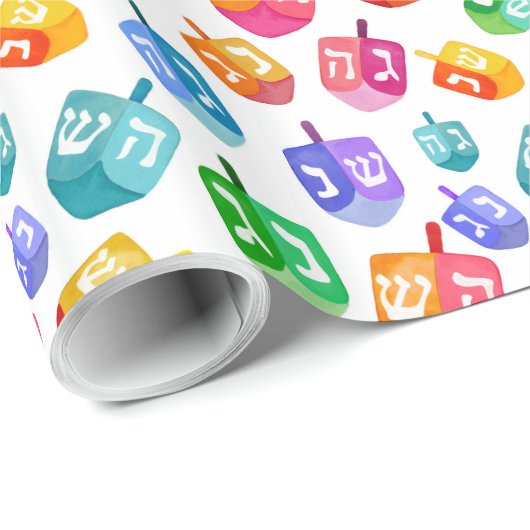 ハヌッカドレディールレインボーウォーターカラーホリデイ ラッピングペーパー (ロールコーナー)