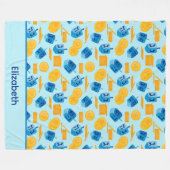 ハヌッカドレデルゲームジェルトダークブルー フリースブランケット (正面(横))