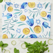 ハヌッカドレデルユダヤ教ホリデーパターン キッチンタオル (折り畳み)