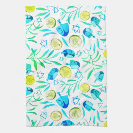 ハヌッカドレデルユダヤ教ホリデーパターン キッチンタオル