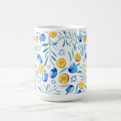 ハヌッカドレデルユダヤ教ホリデーパターン コーヒーマグカップ (中央)