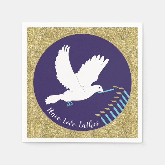 ハヌッカドーブ(ユダヤ教)メノラーデザイン スタンダードカクテルナプキン (正面)