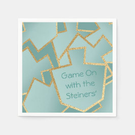 ハヌッカナプキンパーソナライズニューエレガントターコイズ スタンダードカクテルナプキン