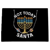 ハヌッカノットトゥデイサンタユダヤハヌカー（ユダヤ教の祭り） ラージペーパーバッグ (正面)