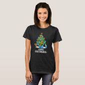 ハヌッカハッピークリスムカクリスマスツリーおもしろい Tシャツ (正面フル)