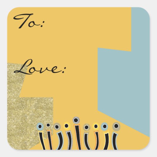 ハヌッカハピー踊りキャンドル スクエアシール (正面)