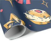 ハヌッカパターンハヌッカユダヤ人ギフトかわいい夏 ラッピングペーパー (ロールコーナー)