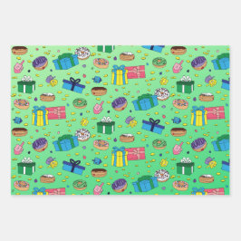 ハヌッカパターン – ラッピング紙3フラットシート ラッピングペーパーシート