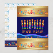 ハヌッカビューティフルユダヤ人の休日グリーティングカード サンキューカード (正面/裏面)