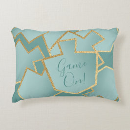 ハヌッカピロー浚渫船ゲームオン/ターコイズ アクセントクッション