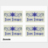 ハヌッカピーススター 長方形シール (シート)