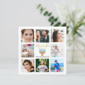 ハヌッカファミリーフォトコラージュ金ゴールドブルー シーズンカード (スタンド正面)