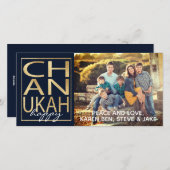 ハヌッカフォトカード/封筒ハヌカー(ユダヤ教の祭り)ハッピー金ゴールド シーズンカード (正面/裏面)