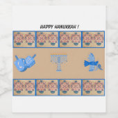 ハヌッカフラワーテーマ（ユダヤ教）メノラー鳩 ワインラベル (シングルラベル)