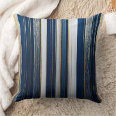 ハヌッカブルーストライプスブルーホワイト金ゴールド クッション (ブランケット)