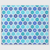 ハヌッカブルースノーフレーク ラッピングペーパー (フラット)