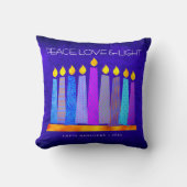 ハヌッカブルーボーホパターンキャンドルピースラブライト クッション (正面)
