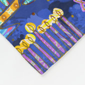 ハヌッカブルー金ゴールド(ユダヤ教)メノラースターオブデイヴィッドネーム フリースブランケット (角)