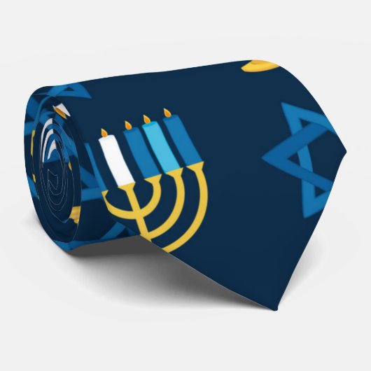 ハヌッカホリデーユダヤ人装飾パターンギフト ネクタイ (ロール)